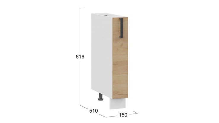 Шкаф напольный с выдвижной корзиной Детройт 1Н15К (Белый/Дуб Крафт золотой) в Вологде - изображение 2