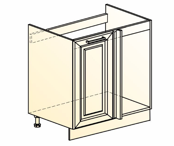 Шкаф рабочий Мишель под мойку угл. L800 (1 дв. гл.) эмаль (белый/белый) в Вологде - изображение 1