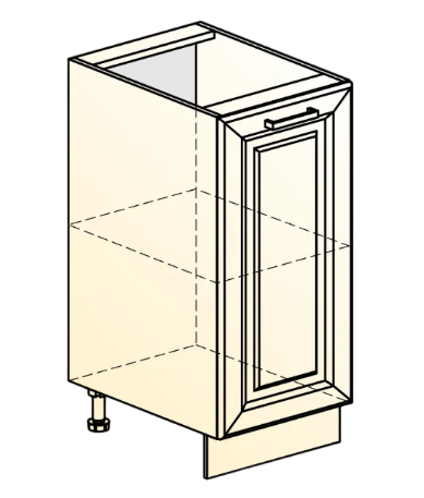Тумба кухонная Атланта L300 (1 дв. гл.) эмаль (белый/белый глянец патина золото) в Вологде - изображение 1