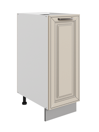 Кухонная тумба Атланта L300 (1 дв. гл.) эмаль (белый/сливки патина платина) в Вологде - изображение