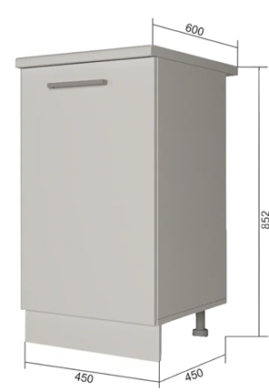Кухонная тумба Н 45, Сатин/Белый в Вологде - изображение