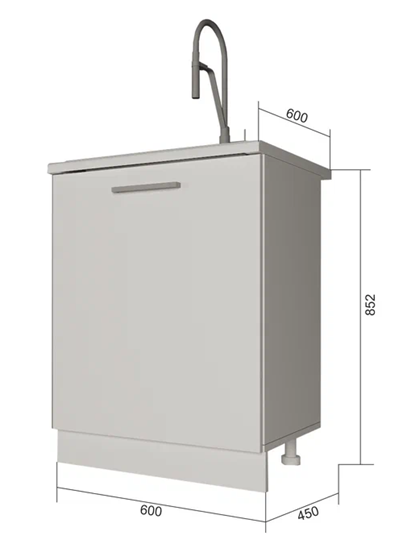 Кухонная тумба под мойку НМ 60, Серый/Белый в Вологде - изображение 1