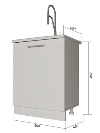Кухонная тумба НМ 60, Серый/Антрацит в Вологде - изображение