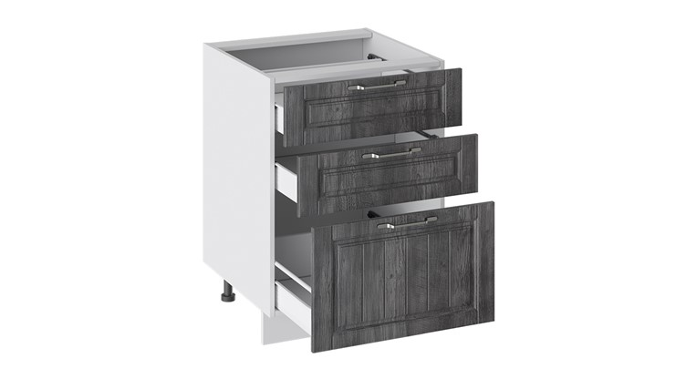 Кухонная тумба Прованс (Белый глянец/Санторини темный) с 3-мя ящиками Н3я(Т)_72-60_3Я в Вологде - изображение 1