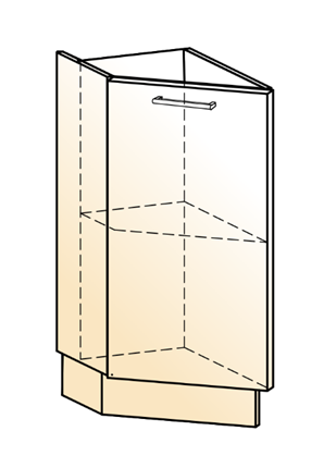 Кухонная тумба торцевая Яна 45 гр. L300 (1 дв. гл.) в Вологде - изображение