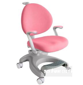 Детский стул FunDesk Cielo Grey с подставкой для ног (чехол в подарок) ткань розовая в Вологде - предосмотр