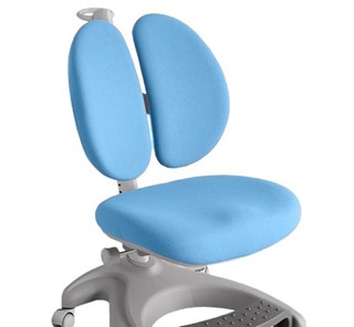 Детский стул FunDesk Solerte Grey с подставкой для ног + чехол для кресла (ткань голубая) в Вологде - предосмотр