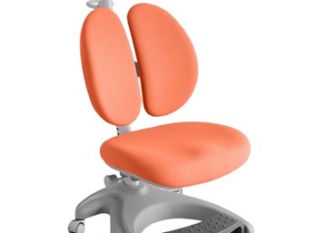 Детский стул FunDesk Solerte Grey с подставкой для ног + чехол для кресла (ткань оранжевая) в Вологде - предосмотр