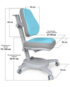 Растущее детское кресло Mealux Onyx Y-110 BLG  - голубое с серыми вставками в Вологде - предосмотр 2