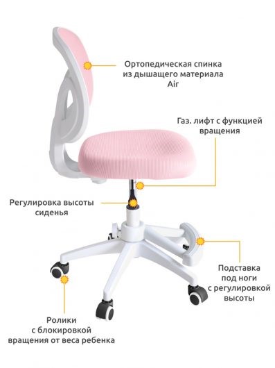 Детский стул Ergokids Soft Air Lite Pink (Y-240 Lite KP) в Вологде - изображение 1