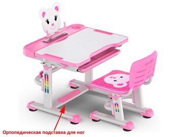 Парта растущая + стул Mealux EVO BD-04 Teddy New XL, WP, розовая в Вологде - предосмотр