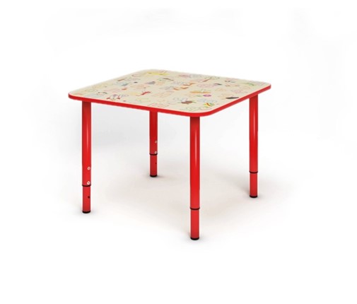 Растущий стол Азбука квадратный СДО-4 Красный в Вологде - изображение