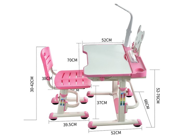 Растущая парта + стул Mealux EVO BD-04 Teddy New XL, с лампой, WP+Led, розовая в Вологде - изображение 2