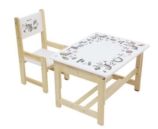 Комплект детской мебели POLINI KIDS ECO 400 SM, ЕДИНОРОГ, 68Х55 СМ, БЕЛЫЙ-НАТУРАЛЬНЫЙ в Вологде - изображение