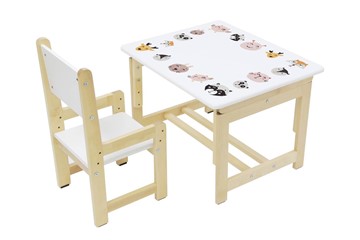Комплект детской мебели Polini kids Eco 400 SM, Лесная сказка, 68х55 см белый-натуральный в Вологде - предосмотр 3