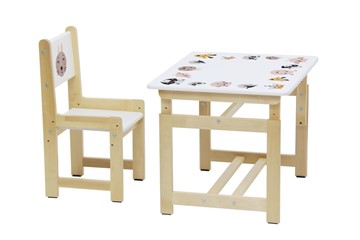 Комплект детской мебели Polini kids Eco 400 SM, Лесная сказка, 68х55 см белый-натуральный в Вологде - предосмотр 4