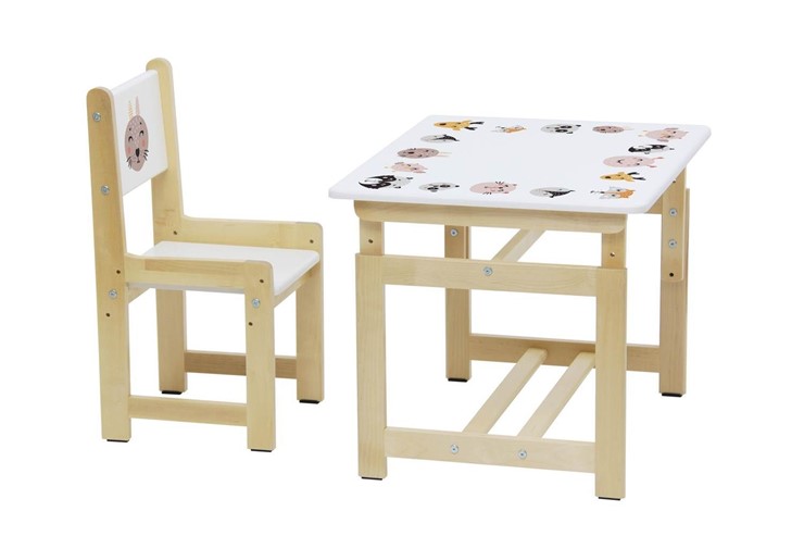 Комплект детской мебели Polini kids Eco 400 SM, Лесная сказка, 68х55 см белый-натуральный в Вологде - изображение 4