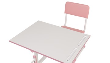 Комплект растущей детской мебели POLINI Kids Растущая парта-трансформер М1 и стул регулируемый L Белый-розовый в Вологде - предосмотр 8