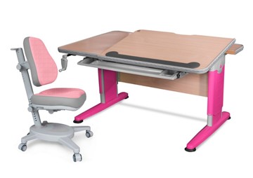 Растущая парта+кресло Mealux Detroit + Onyx BD-320 NT/R-L + Y-110 DPG, клен/розовый в Вологде - предосмотр