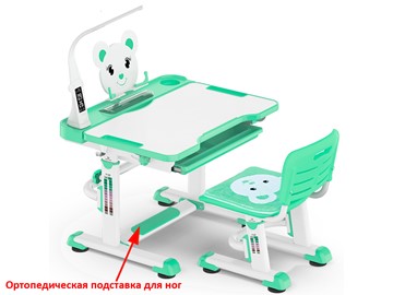 Растущая парта и стул Mealux EVO BD-04 Teddy New XL, с лампой, green, зеленая в Вологде - предосмотр