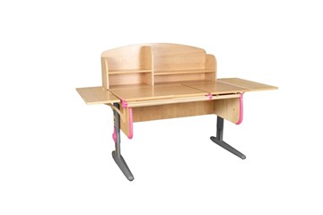 Детский стол-трансформер 1/75-40 (СУТ.25) + Polka_b 1/550 (2 шт.) + Polka_n 1/1200 бежевый/серый/розовый в Вологде - предосмотр
