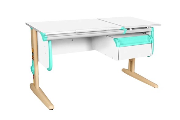 Растущий стол 1/75-40 (СУТ.25) + Tumba 1 Белый/Бежевый/аквамарин в Вологде - изображение