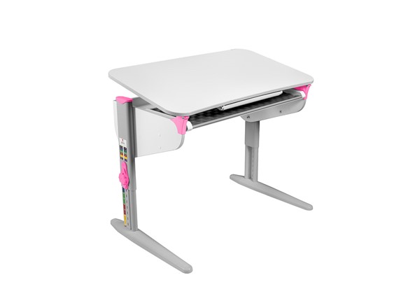 Детский стол-трансформер 5/100 (СУТ. 46) Белый/Серый/Розовый с лотком в Вологде - изображение