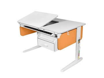 Детский стол-трансформер L/70-45 (СУТ.62)  + Tumba 8 белый-оранжевый/белый/белый с лотком в Вологде - предосмотр