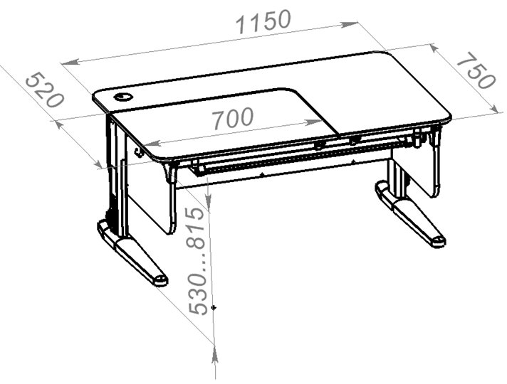 Растущий стол L/70-45 (СУТ 62) с лотком, белый/белый/фисташковый в Вологде - изображение 1