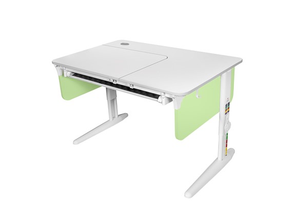 Растущий стол L/70-45 (СУТ 62) с лотком, белый/белый/фисташковый в Вологде - изображение