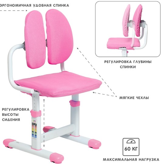 Комплект растущей мебели SET Holto-18 розовый в Вологде - изображение 4