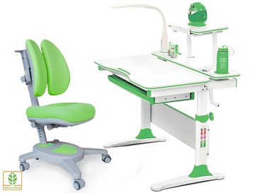 Растущая парта + стул Комплект Mealux EVO Evo-30 Z (арт. Evo-30 Z + Y-115 KZ), серый, зеленый в Вологде - предосмотр