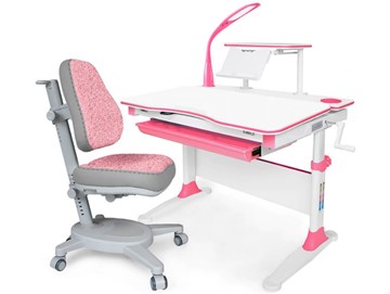 Растущая парта + стул Комплект Mealux EVO Evo-30 BL (арт. Evo-30 BL + Y-115 KBL), серый, розовый в Вологде - предосмотр
