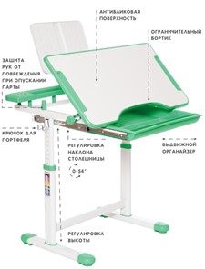 Растущая парта и растущий стул SET HOLTO-17А, зеленый в Вологде - предосмотр 5