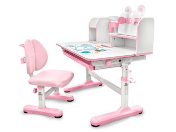 Растущая парта + стул Mealux EVO Panda XL pink BD-29 PN, столешница белая / пластик розовый в Вологде - предосмотр