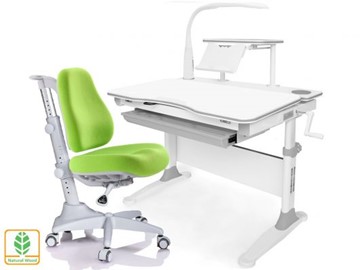 Растущая парта + стул Mealux EVO Evo-30 G (арт. Evo-30 G + Y-528 KZ) (дерево)/(стол+полка+кресло+чехол+лампа)/ белая столешница (дерево), цвет пластика серый в Вологде