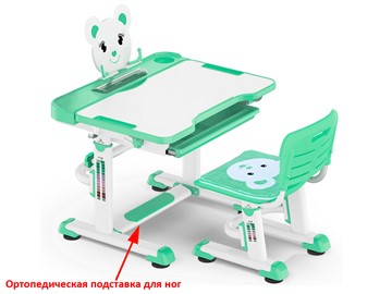 Растущий стол и стул Mealux EVO BD-04 Teddy New XL, green, зеленая в Вологде - предосмотр