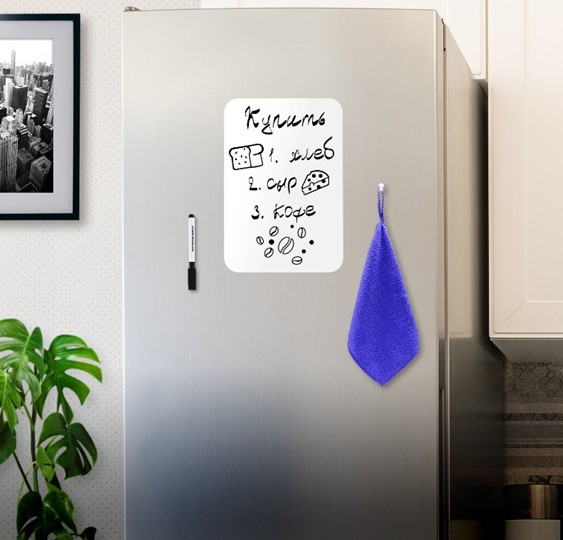 Доска магнитная на холодильник BRAUBERG, 30х21 см с маркером, магнитом и салфеткой в Вологде - изображение 2